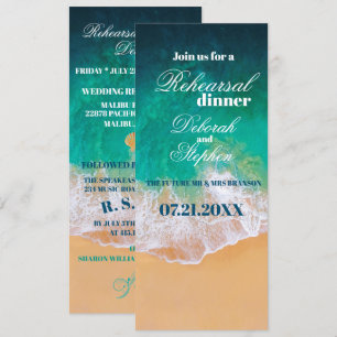 Invitation Dîner de répétition Sandy Beach Ocean Waves