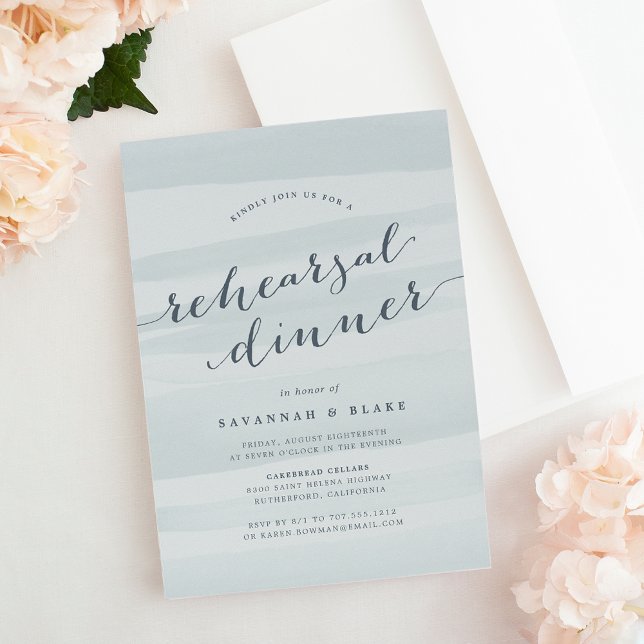 Invitation Dîner de répétition Sea Green Watercolor Invitatio (Créateur téléchargé)