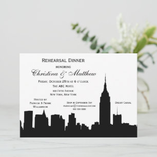 Invitation Dîner de répétition silhouette de la skyline de NY