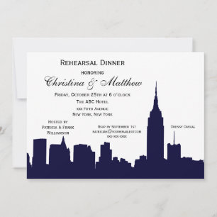 Invitation Dîner de répétition silhouette de New York ciel so
