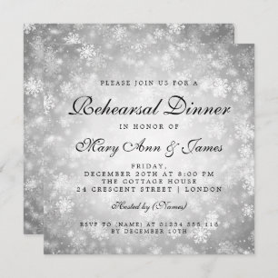 Invitation Dîner de répétition Silver Winter Wonderland