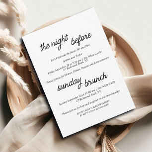 Invitation Dîner de répétition simple et brunch du dimanche