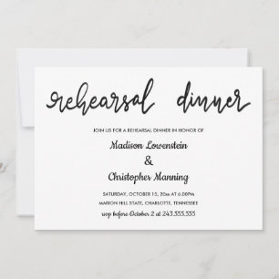 Invitation Dîner de répétition simple et élégant Script manus
