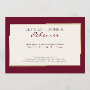 Invitation Dîner de répétition simple Mariage en Bourgogne