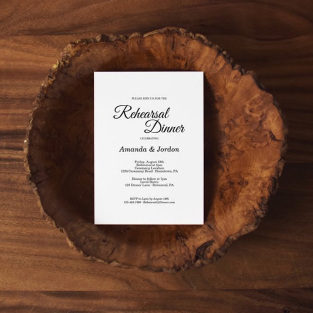 Invitation Dîner de répétition simple noir blanc (Créateur téléchargé)