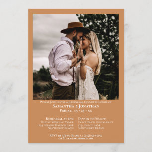 Invitation Dîner de répétition simple photo Golden Tan Mariag