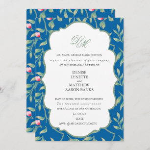 Invitation Dîner de répétition Skydiver Blue & Basil Green