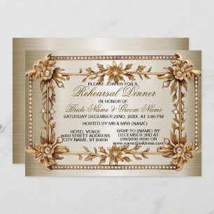 Invitation Dîner de répétition Soirée Golden Ornate Dimond