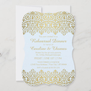 Invitation Dîner de répétition Soirée Vintage Golden Lace Élé