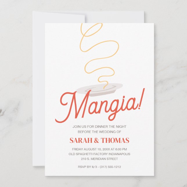 Invitation Dîner de répétition Spaghetti (Devant)