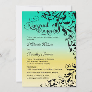 Invitation Dîner de répétition stylish Color Ombre and Swirls