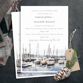 Invitation Dîner de répétition sur le paysage marin des batea