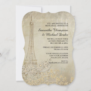 Invitation Dîner De Répétition Tan Vintage Paris