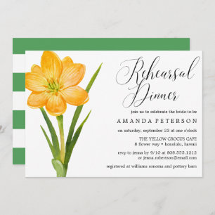 Invitation Dîner de répétition tendance Fleur JAUNE CROCUS