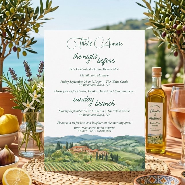 Invitation Dîner de répétition That's Amore & Brunch du diman (Créateur téléchargé)