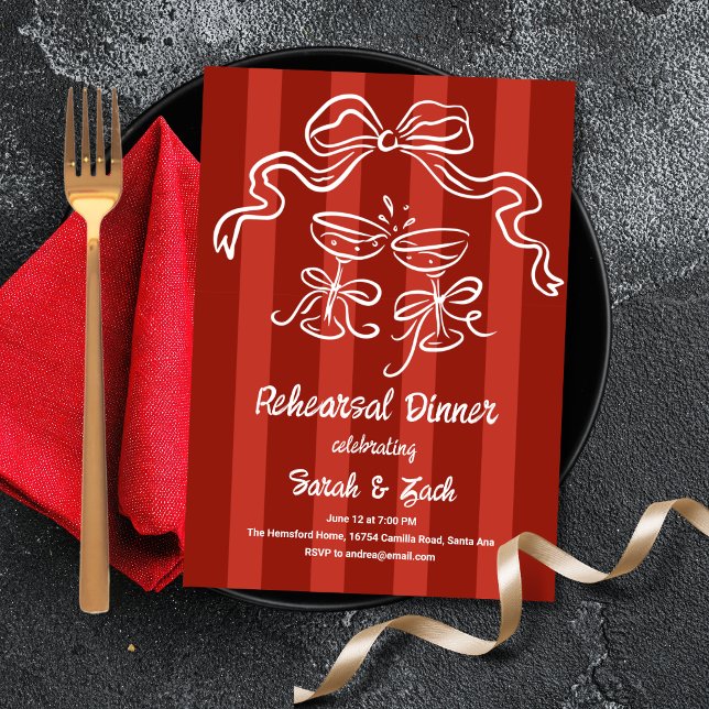 Invitation Dîner de répétition Toasting Stripes (Créateur téléchargé)