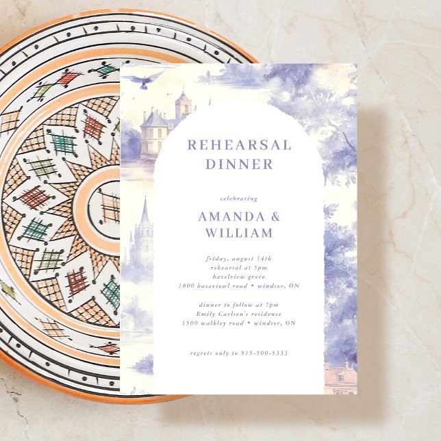 Invitation Dîner de répétition Toile de jouy (Créateur téléchargé)