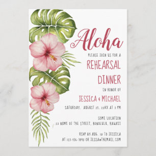 Invitation Dîner de répétition tropical  Aquarelle florale Al