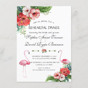 Invitation Dîner de répétition tropicale du Flamant rose de L