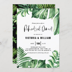 Invitation Dîner de répétition tropicale Feuille variée