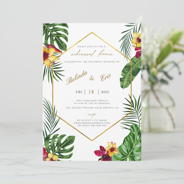 Invitation Dîner de répétition tropicale Hawaiian Luau (Debout devant)
