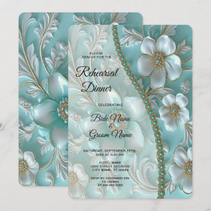 Invitation Dîner de répétition turquoise blanc