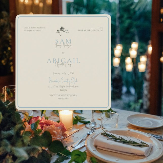Invitation Dîner de Répétition Turquoise Tropiques Carré (Créateur téléchargé)