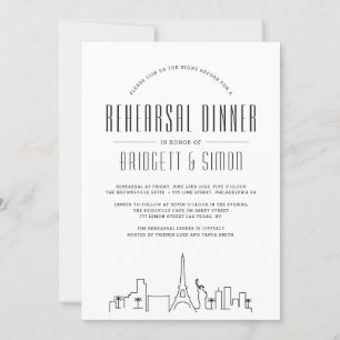 Invitation Dîner de répétition Vegas   City Skyline Invitatio