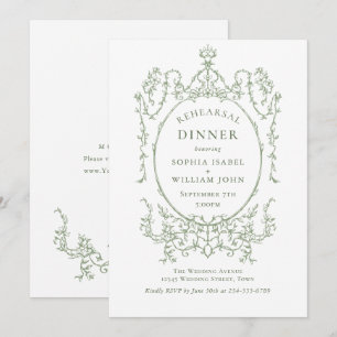 Invitation Dîner de répétition verte de l'Ornat victorien