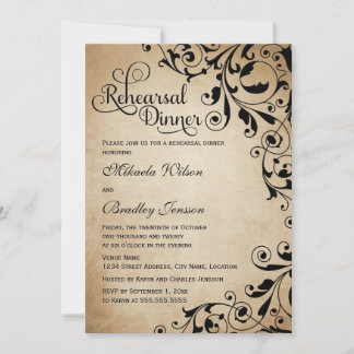 Invitation Dîner de répétition vintage