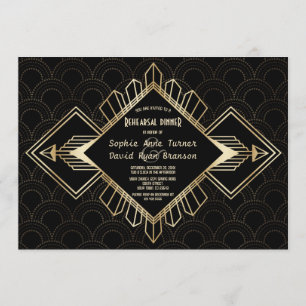 Invitation Dîner de répétition Vintage 20s Or Gatsby