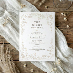 Invitation Dîner de répétition Vintage beige floral français