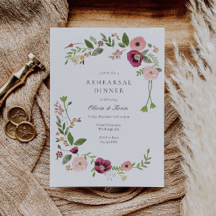 Invitation Dîner de répétition vintage Boho Floral Mariage