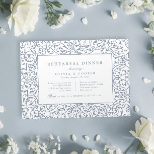 Invitation Dîner de répétition Vintage de cadre orange bleu f