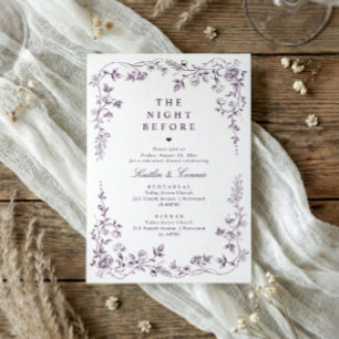 Invitation Dîner de répétition Vintage Fleurie Française Viol