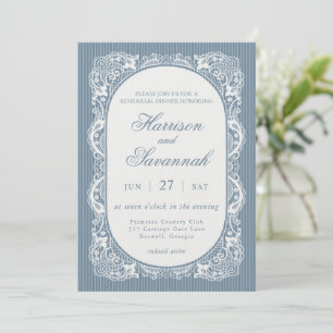 Invitation Dîner de répétition vintage floral Blue Lace Doily