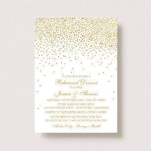 Invitation Dîner de répétition vintage Glam Gold Confetti