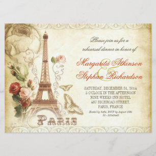 Invitation Dîner de répétition vintage PARIS
