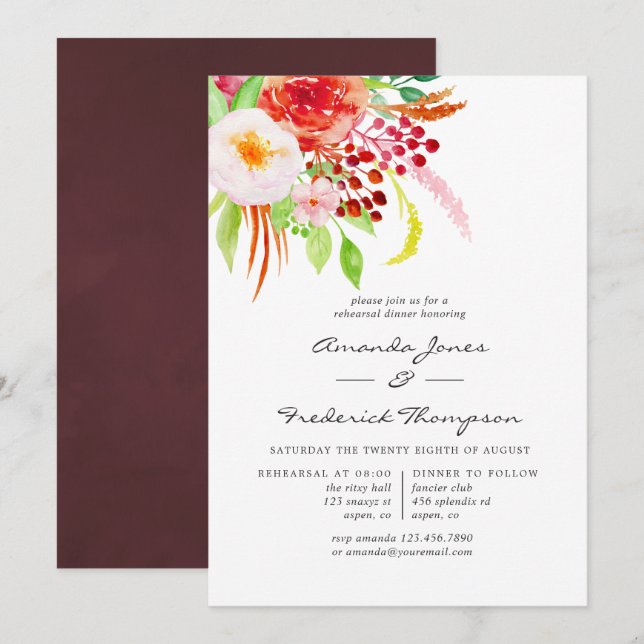 Invitation Dîner de répétition vintage Rustic Charm (Devant / Derrière)