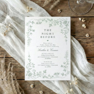 Invitation Dîner de répétition Vintage Sage Green Floral fran