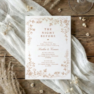 Invitation Dîner de répétition Vintage Terracotta Orange Flor
