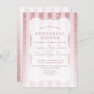 Invitation Dîner de répétition Whimsical Blush Rose Gold Stri