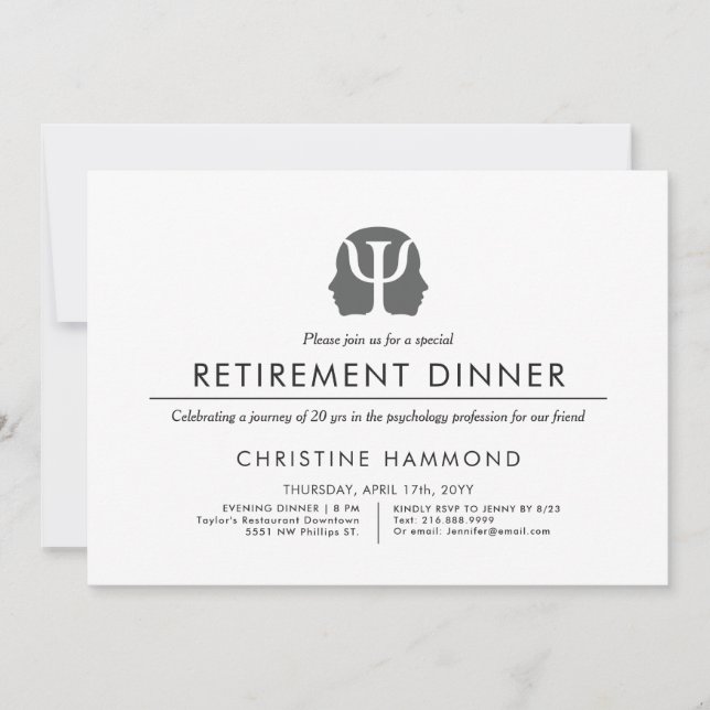 Invitation Dîner de retraite en psychologie | Style minimal (Devant)