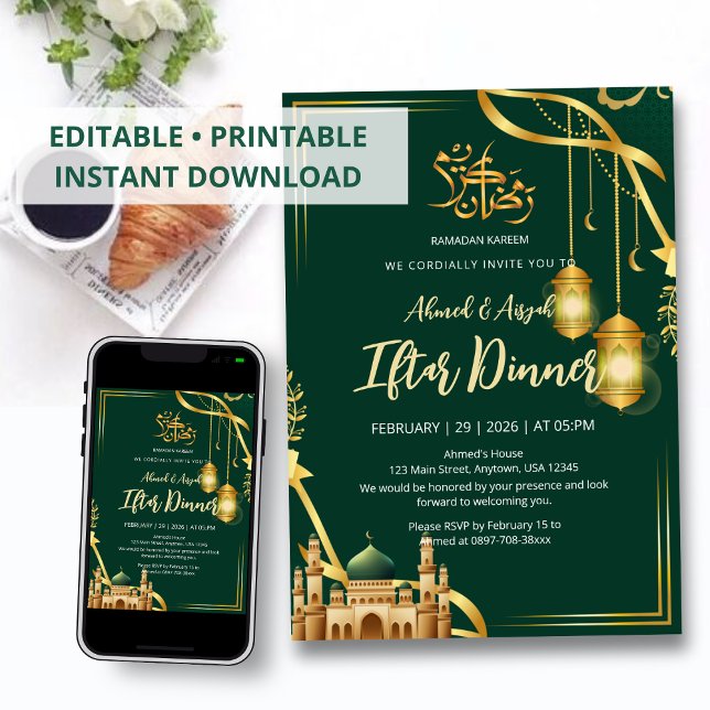 Invitation Dîner de rupture de jeûne luxueux de la mosquée ve (Créateur téléchargé)
