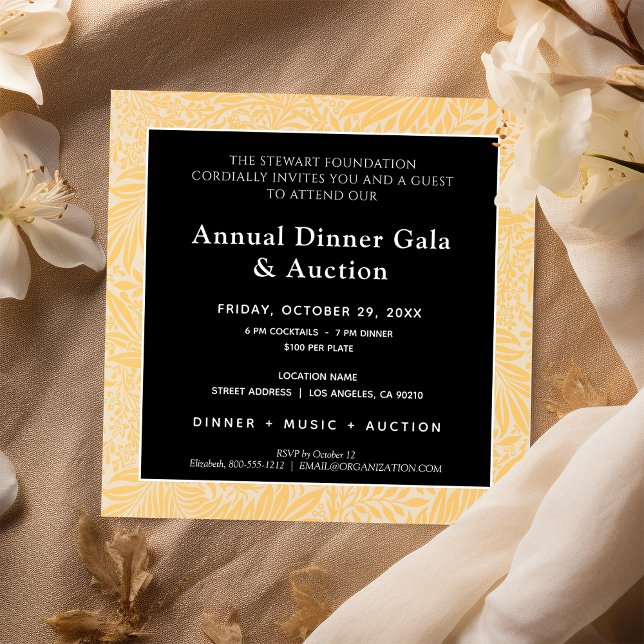 Invitation Dîner de société Élégant Or Noir (Créateur téléchargé)