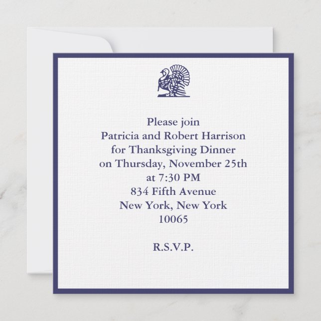 Invitation Dîner de Thanksgiving (Devant)