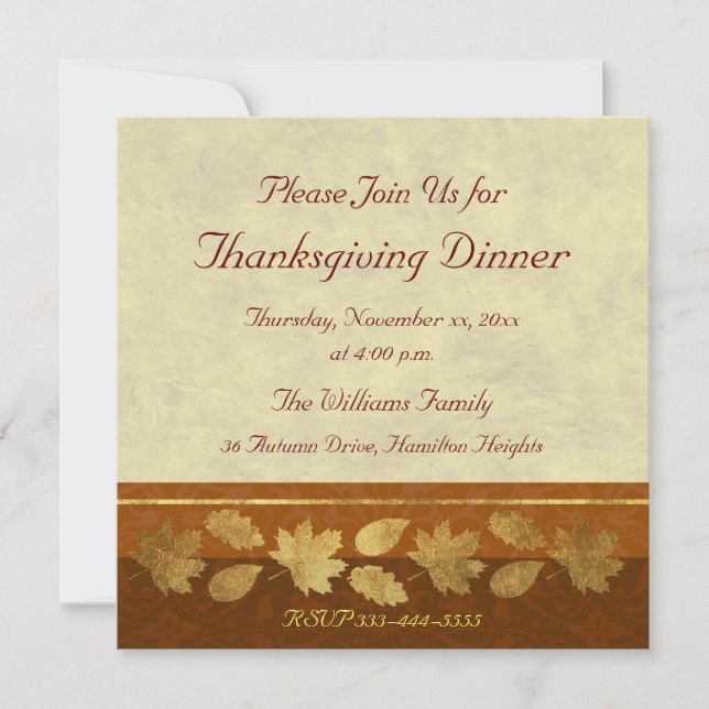 Invitation Dîner de thanksgiving (Devant)