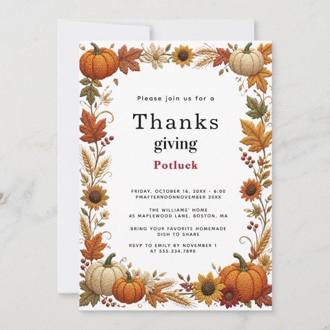 Invitation Dîner de Thanksgiving 2026 (Devant)