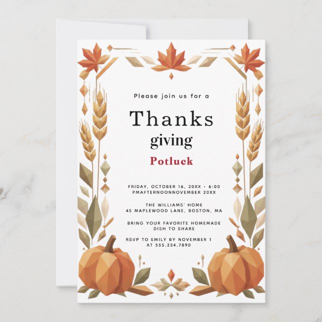 Invitation Dîner de Thanksgiving 2026 (Devant)