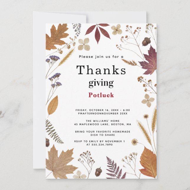Invitation Dîner de Thanksgiving 2026 (Devant)
